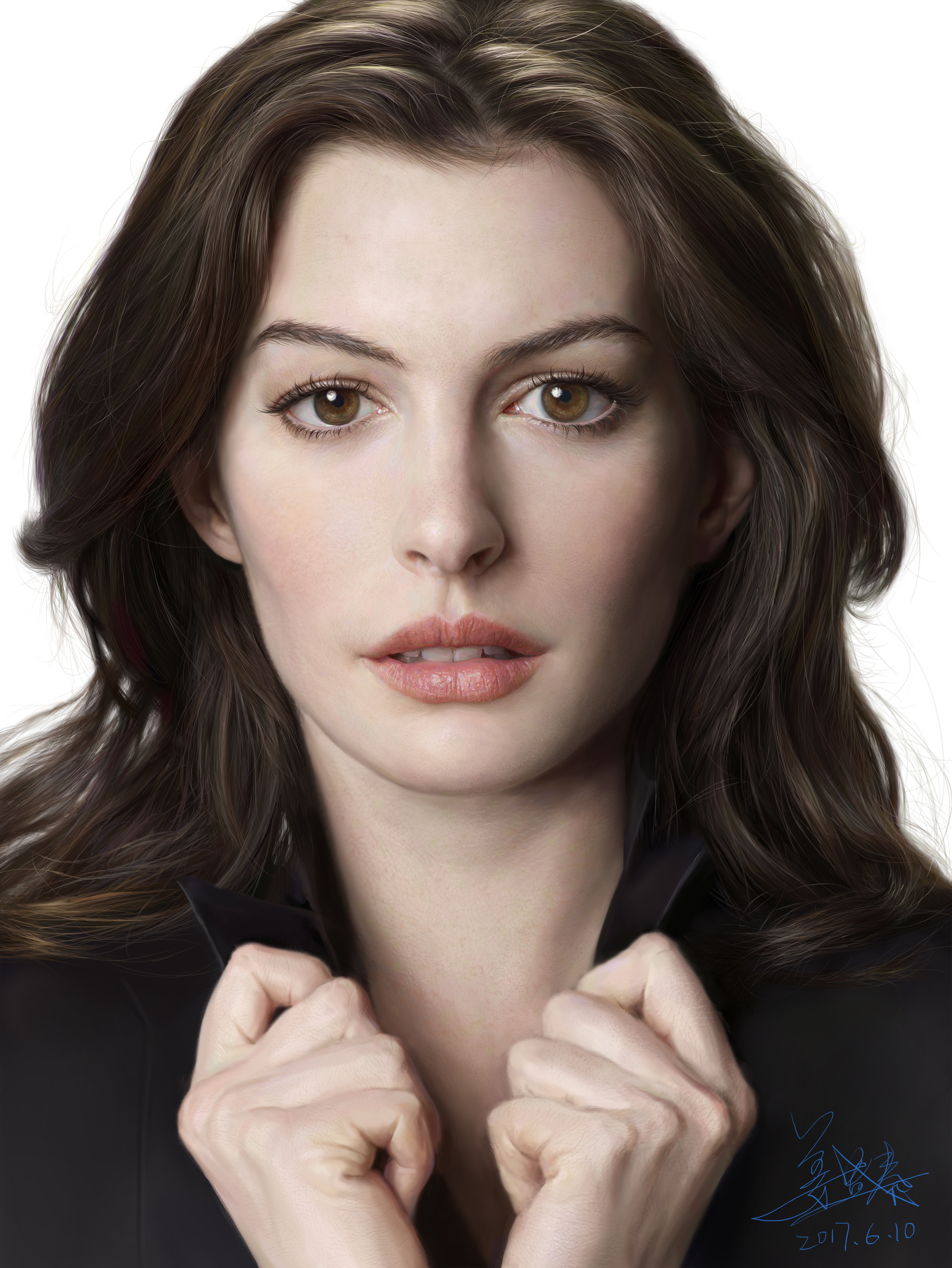 Hathaway Portrait 100% freehand drawing