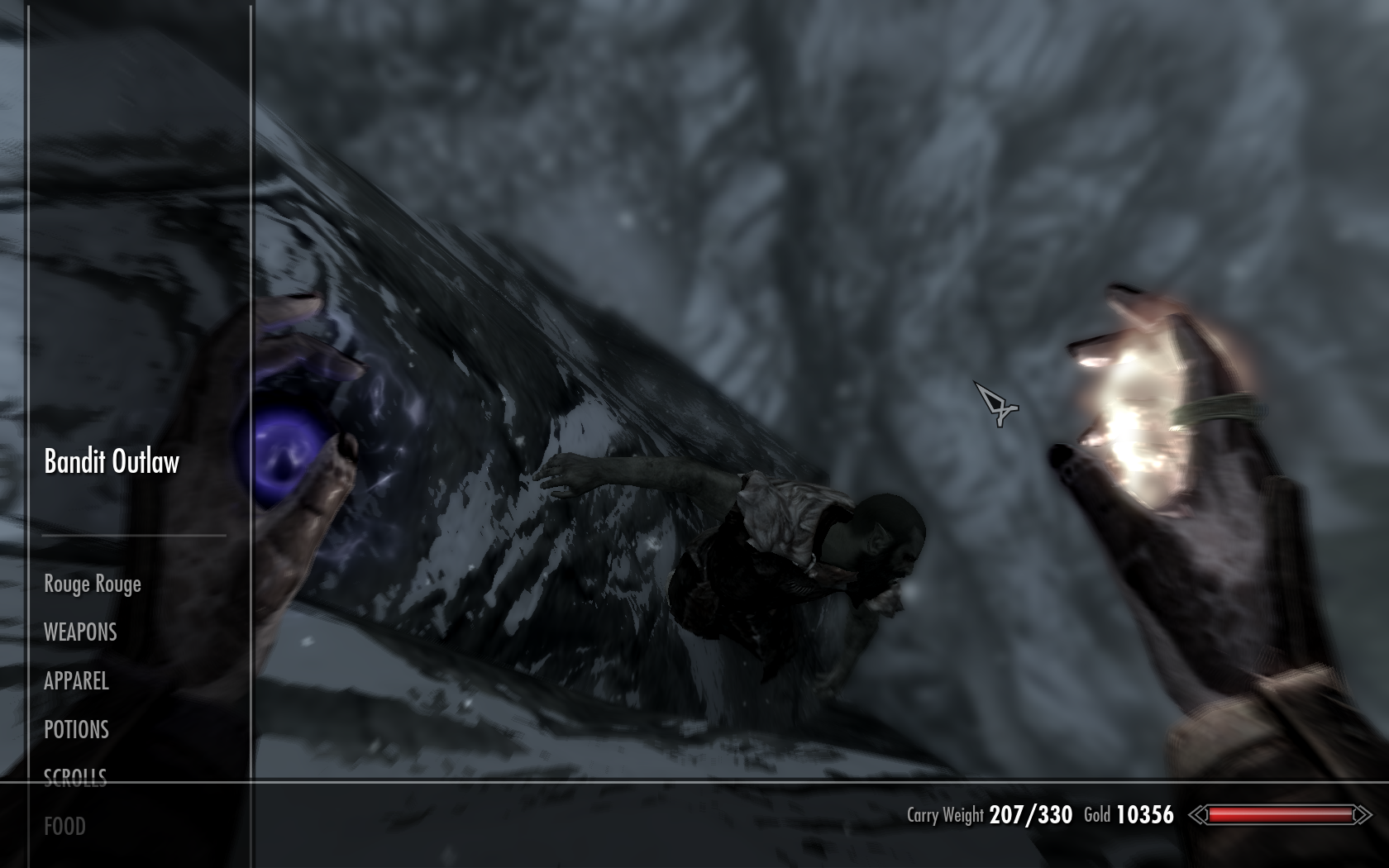 He was sliding down the ledge, so I looted him before he fell.