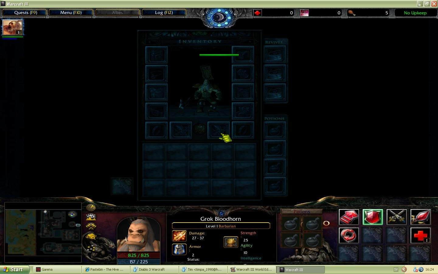 Health Bar Glitch/Bug in Wc3:Diablo III's Inventory System reported by LTGH.