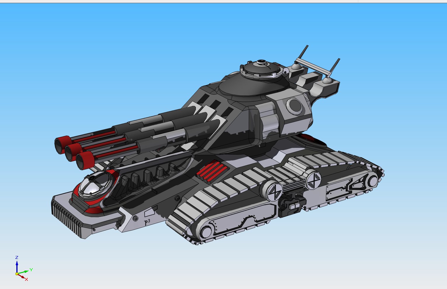 Heavy Pounder - Tri-Cannon self propelled artillery (Trimetric)