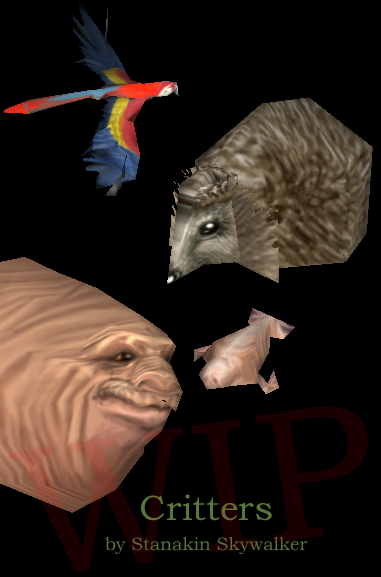 Hedgehog and Scarlet Macaw models and Walrus skin.