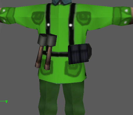 He'll show his darn colours alright!

Note: there is a accidental mistake, his pockets on the front will be seen on the back..