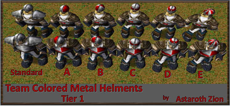 Helment T1 team color testing. 5 variants tested to determine which is the best Team Colored variant to add to the regular models in the Hive Database