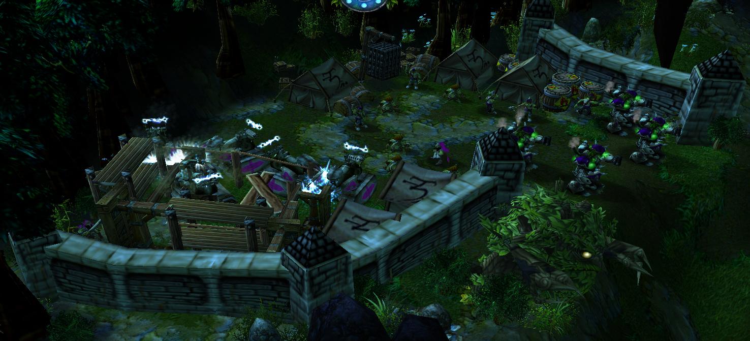 Here we can see the base of the goblins which is located at the roots of the world tree. Some building machines have begun construction of a chemical