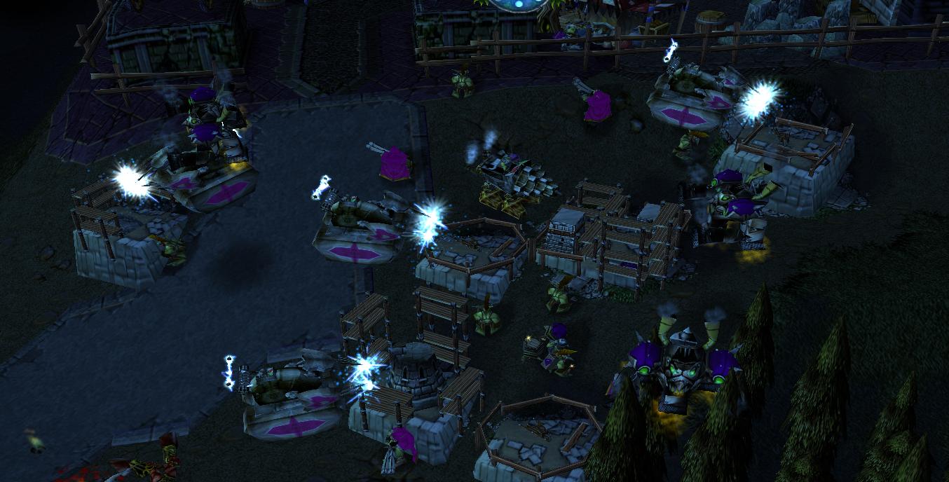 Here we can see the construction of several fortifications in front of the goblin base. We have to be prepared for those demon bastards... A special e