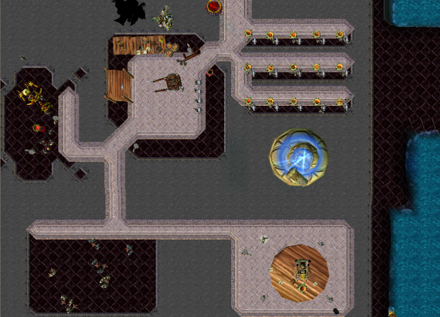 Herian's Workshop has evolved! You can see he has now got a basin to test his ships. The black-tiled regions, as we can see, are working fields.
Lege