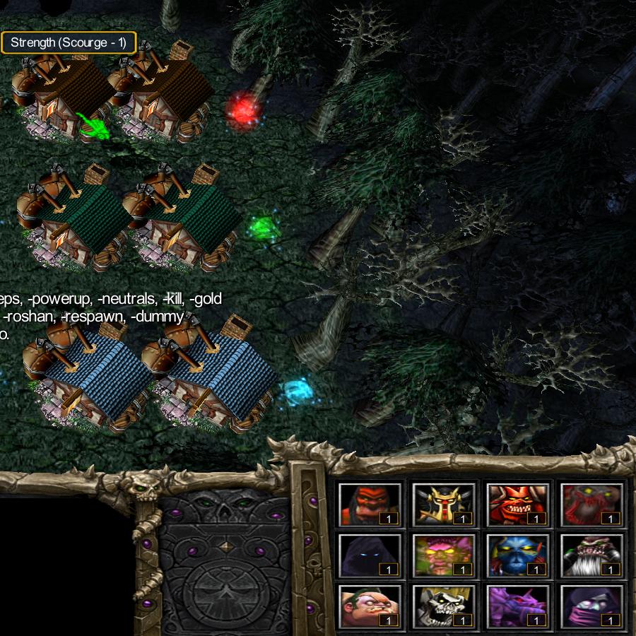 Heroes at first tavern of Dark Side on Dota map