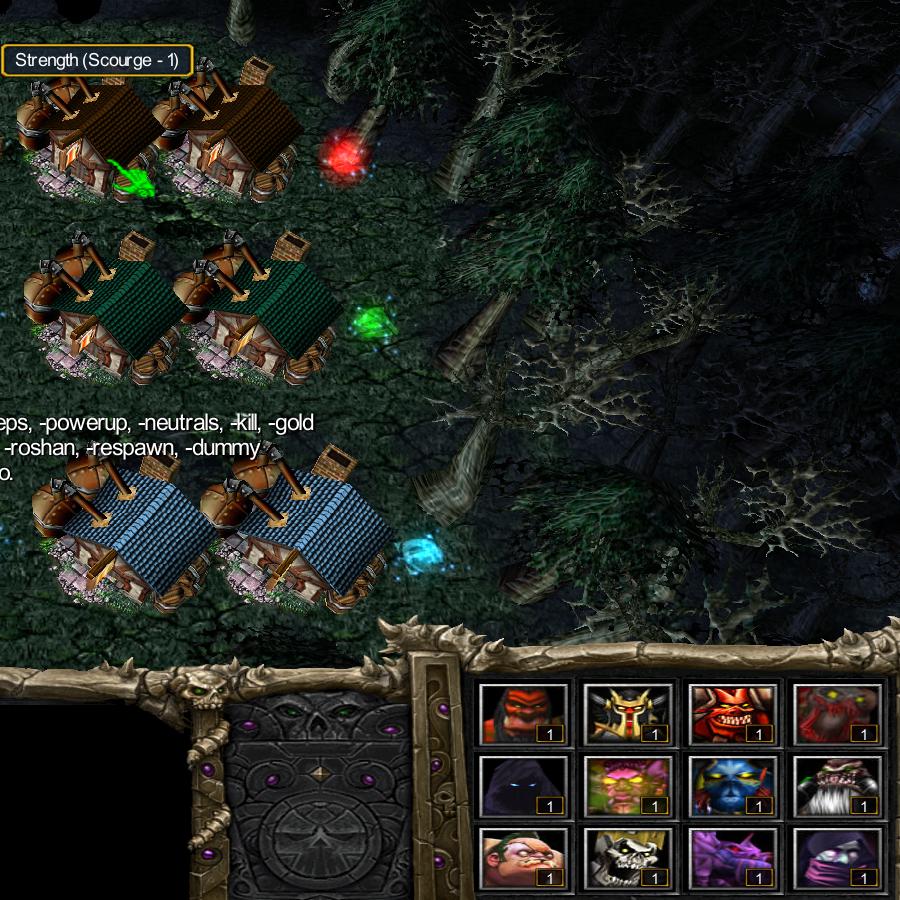 Heroes at first tavern of Dark Side on Dota map