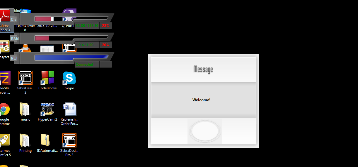 Hmmm... added a welcome message... disregard the desktop, I'll clean it once this app is complete... XD