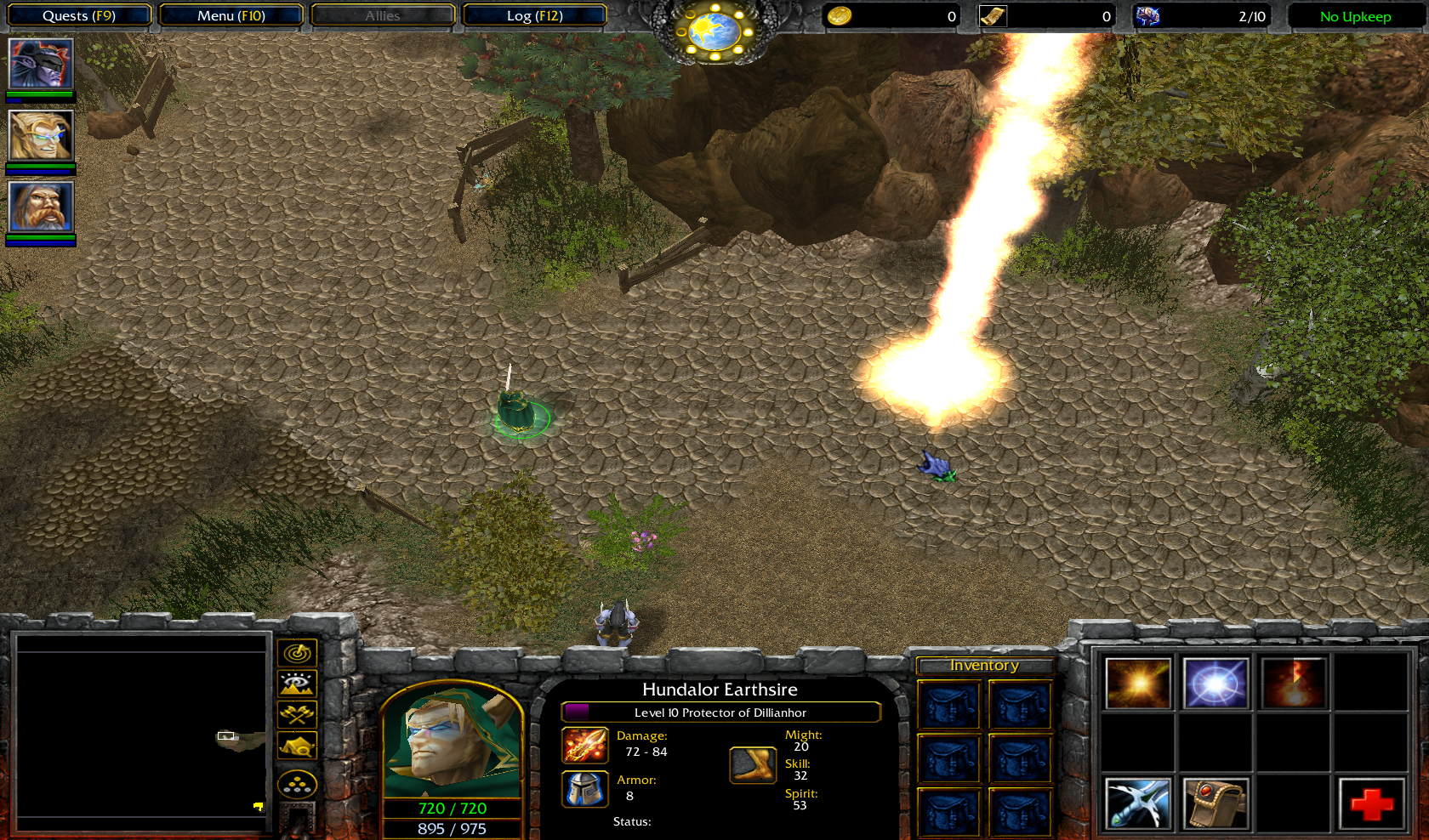Hundalor calls a meteor from the sky to crash down on enemies dealing damage and causing them to burn for a short time.