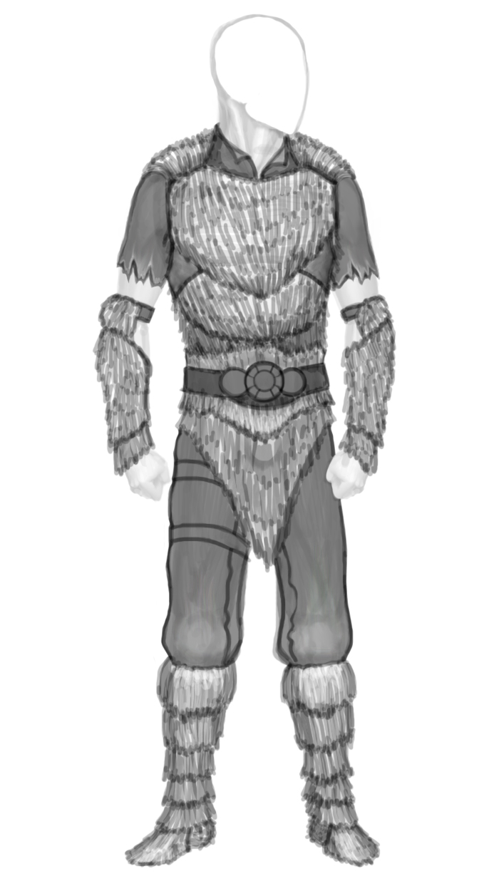 I drew a ragdoll and then fur armor over it.
