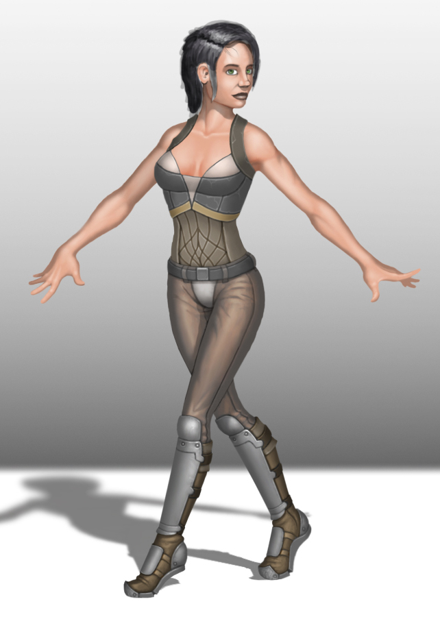 I started practicing on female anatomy. Made a pose and then wild will to give her armor appeared. So one thing led to an other and at the end I got b