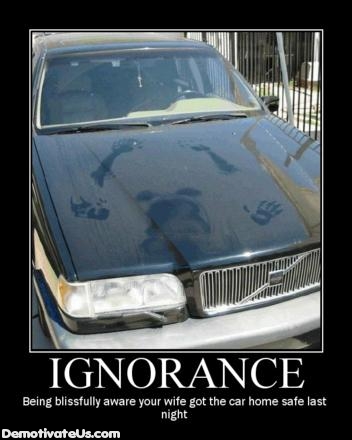 ignorance car whore wife cheating demotivational poster