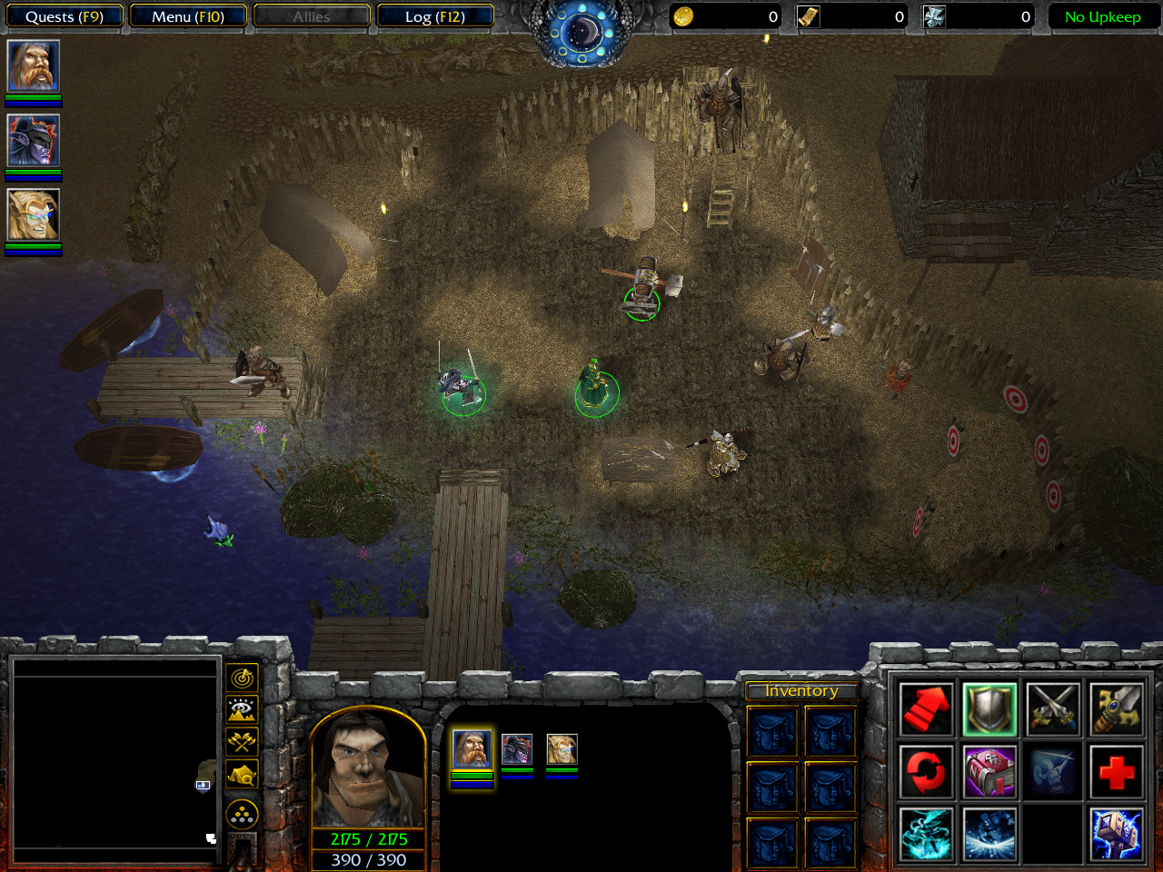 Ingame screenshot of the military outpost during the night.