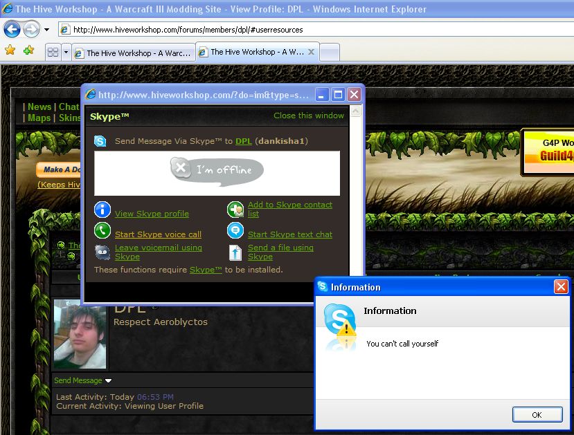 It says ''You can't call yourself''
Well I often call myself DPL or Daniel or Dankisha... Skype is strange somethimes...