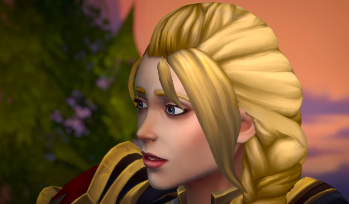 Jaina smiling, from Crossroads cinematic, lovely&blonde too~ <3
