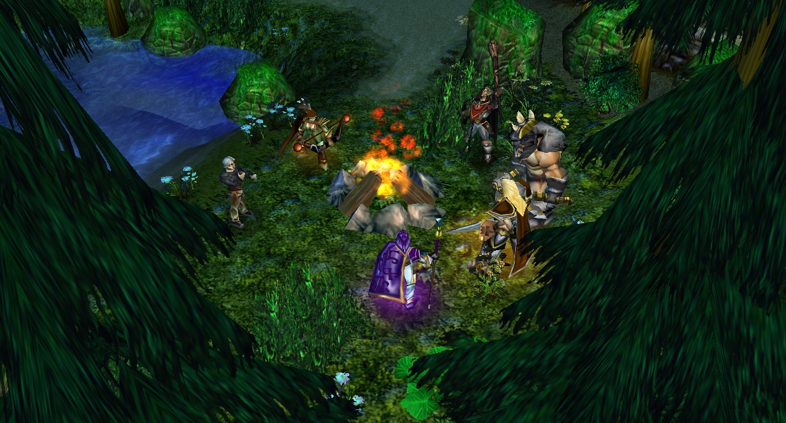 Just a scene from the game I made, The group takes a much needed break and enjoys a camp fire and a cheesy ghost story XD