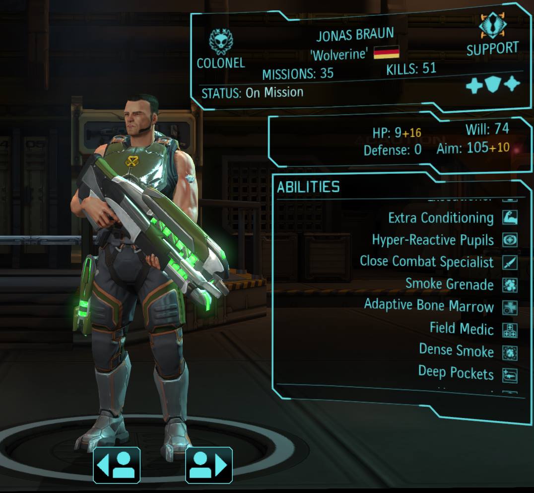Just my fav character from XCOM, incredibly slow, never misses wolvering guy. And he's german.