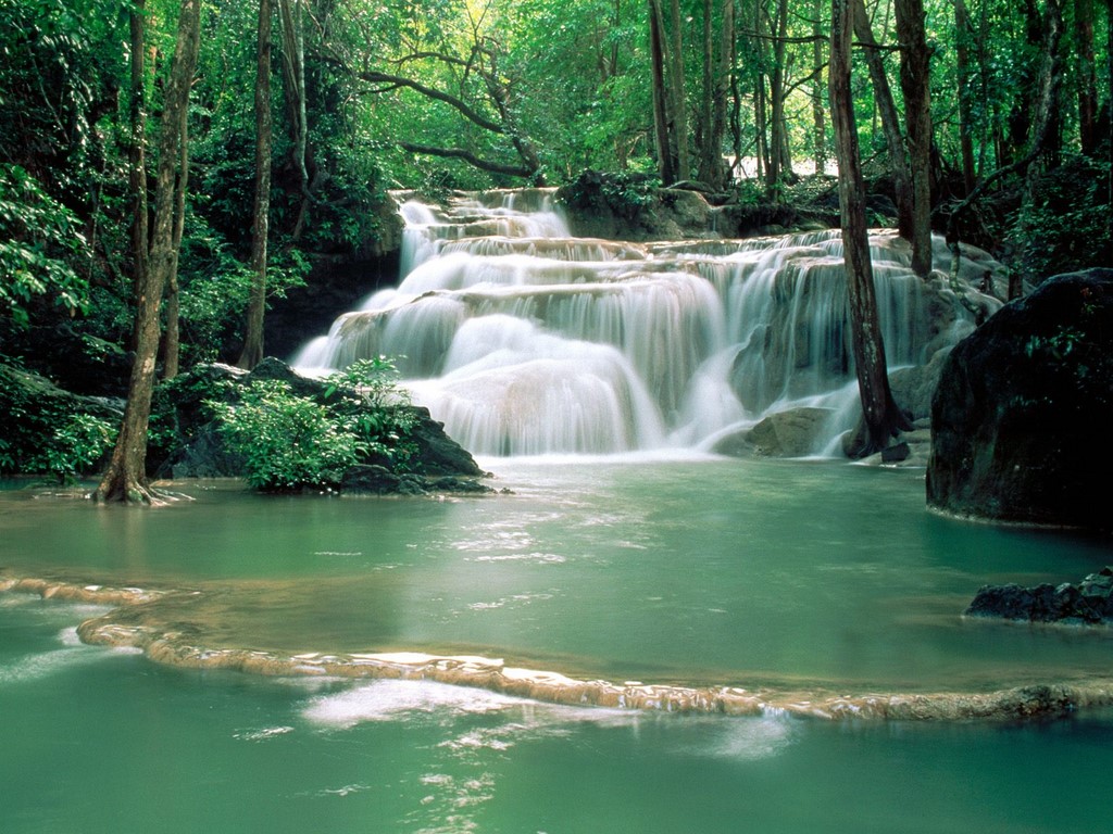 Kao Pun Temple Waterfalls, Kanchanaburi Region, Thailand