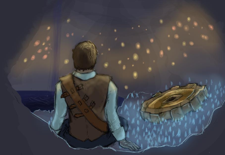 Kari is sitting in a Cavern, and singing while the glowing mushrooms dance.
