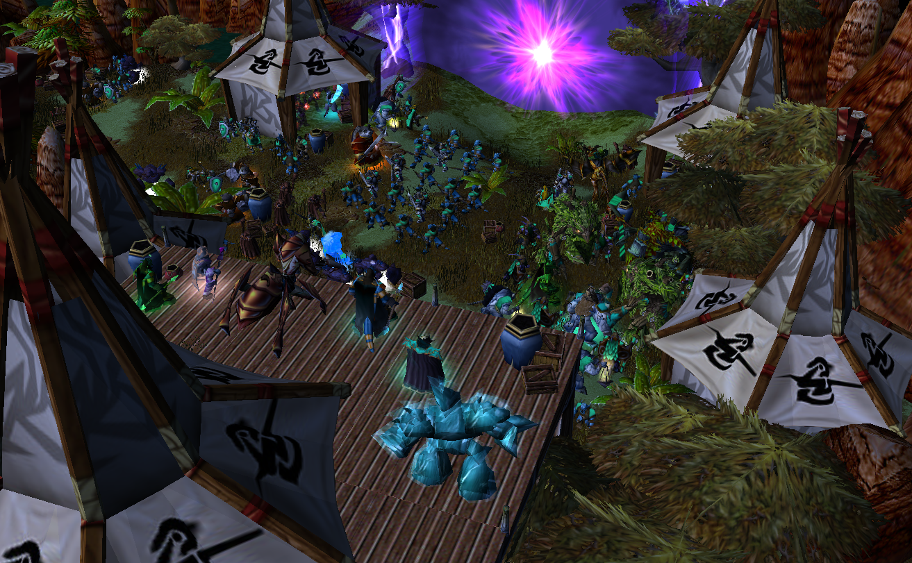 Leader of the Protectorate, Dragram stands atop a wooden roof along with some of the other minor Protectorate leaders. He watches his troops preparing