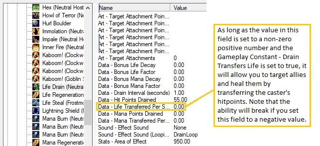 Life Drain Ally Targeting