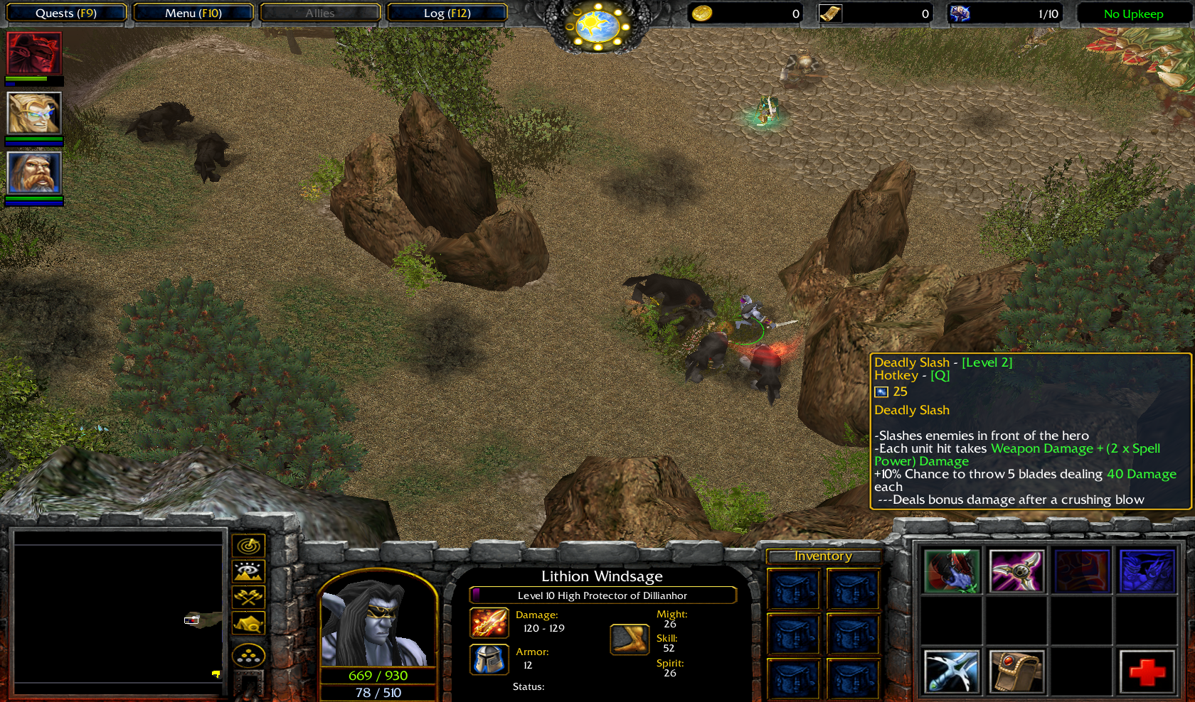 Lithion Slashes in front of him dealing damage to any enemy in the AOE