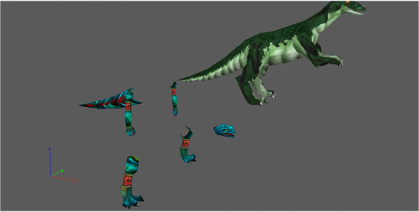 Lizardman Strider. The green dino is the mount. The blue raptor like creature is the Lizardman Rider