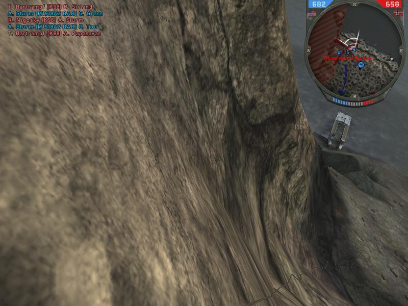 Looking Down while climbing. OH NOES I'M GONNA FALL.

~Took from Forgotten Hope 2, a WW2 mod for Battlefield 2.