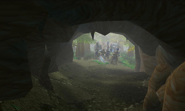 Looking out from a cave.