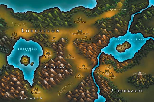 Map of Lordaeron in Warcraft III