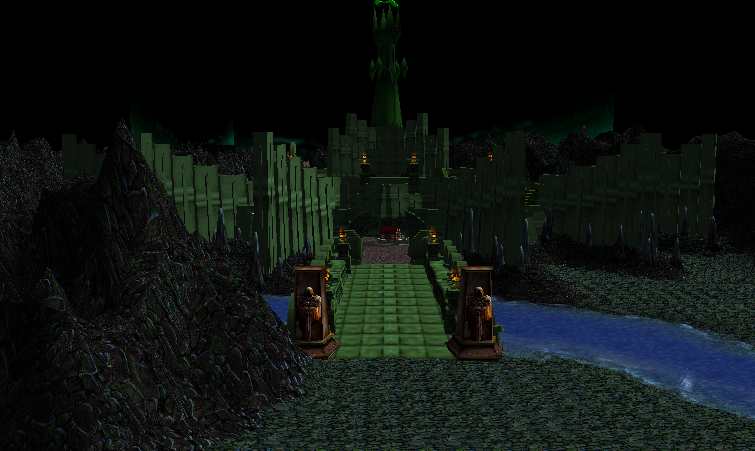 Minas Morgul Front Entrance: A bridge leads to the main gate but fording the river with siege towers can create another entrance.