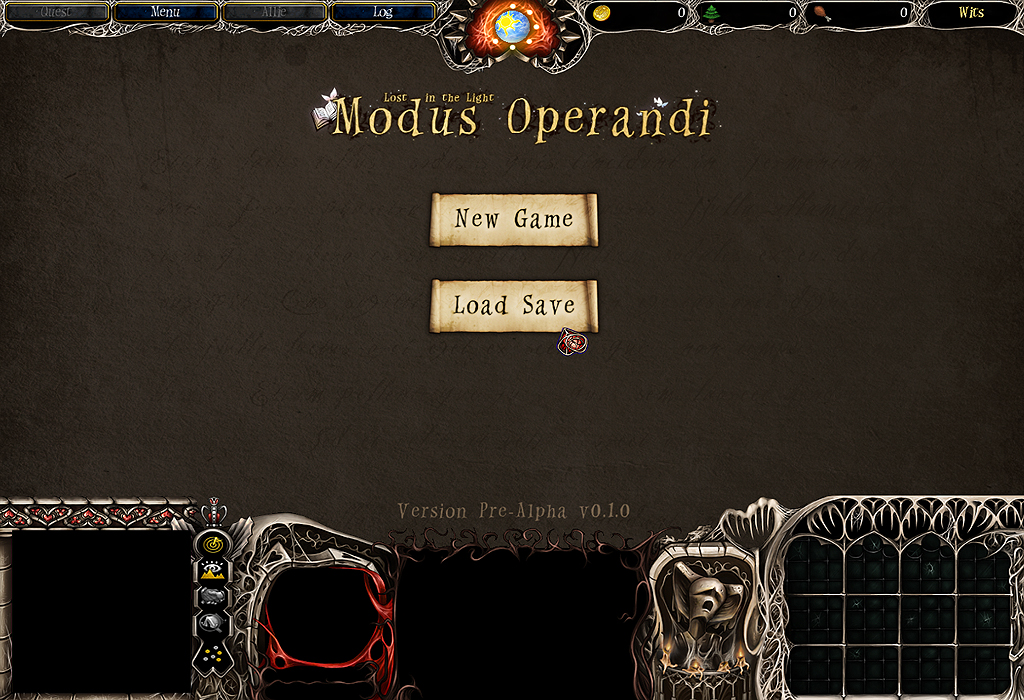 Modus Operandi - UI concept art, placeholder
UI Queensland by I3lackDeath

Modus Operandi, current menu screen as of version 0.1.0 pre-alpha