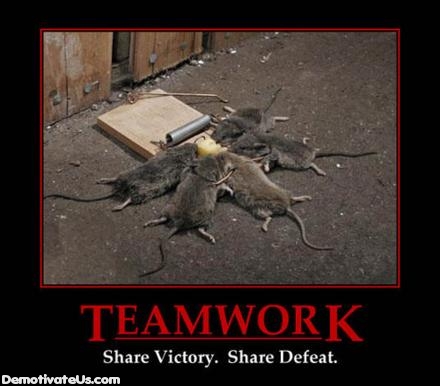 mouse team work demotivational poster