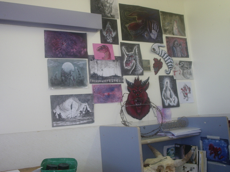 My art desk with my paintings in 2007.