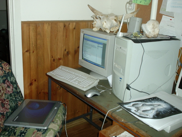My computer desk, old.