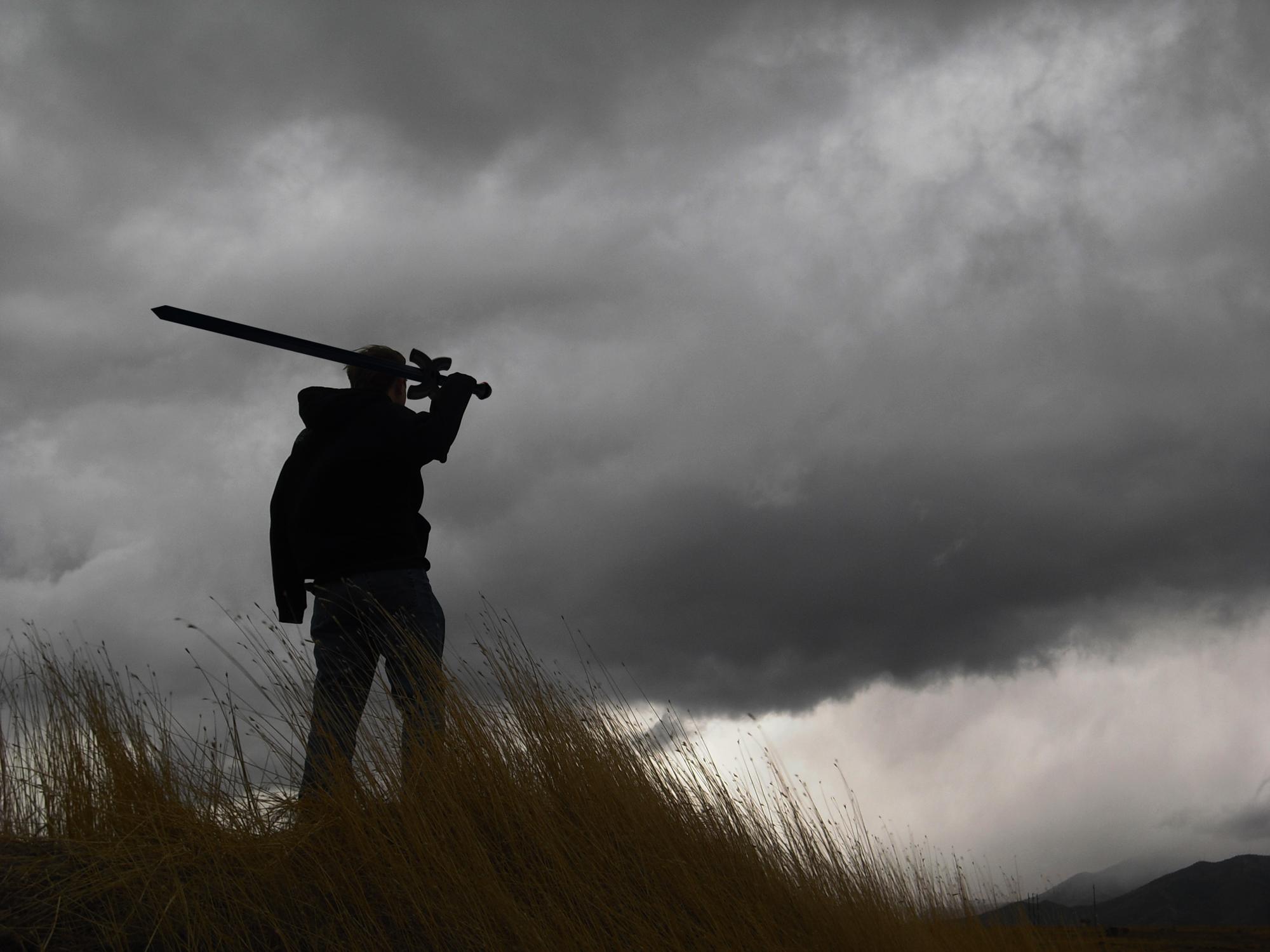 My friend without a sword i just photoshop'd it in
