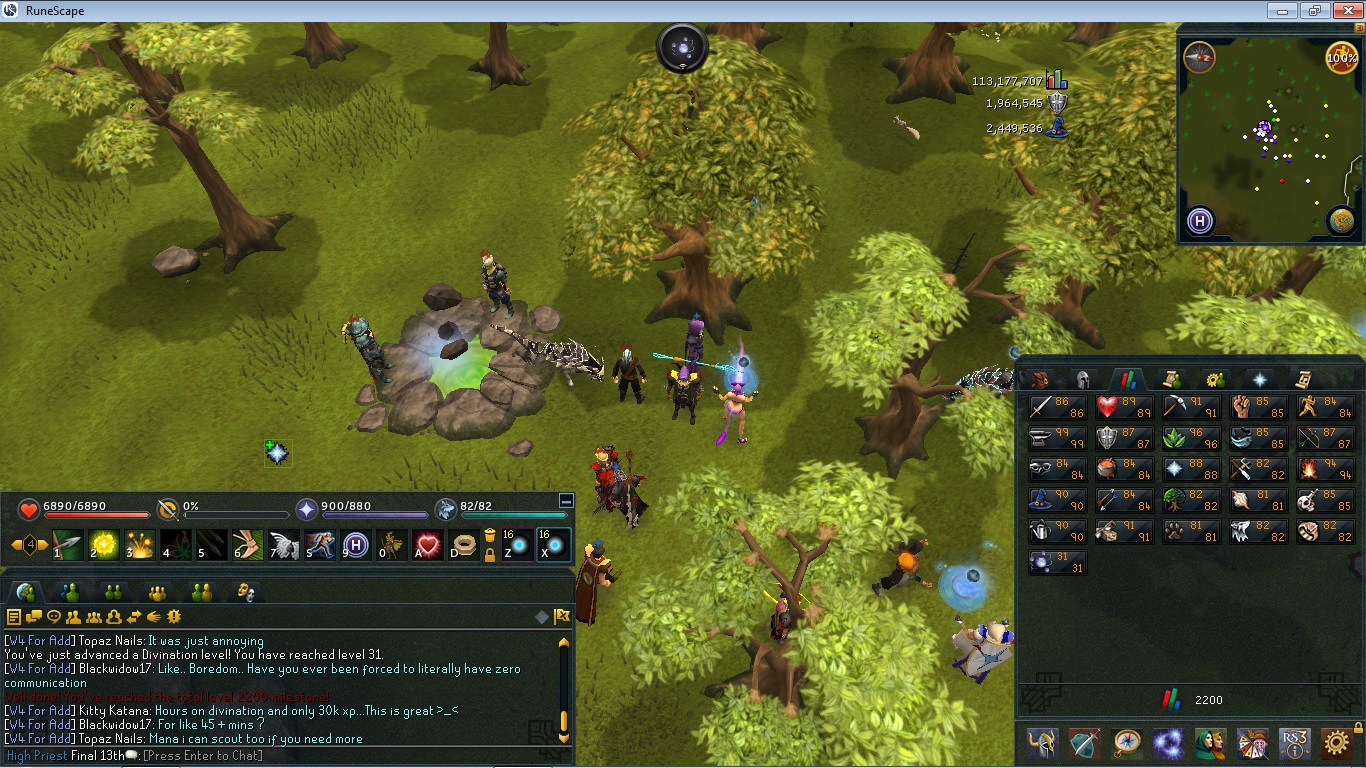 My skills as they were after reaching 2200 total level milestone (out of 2595, the current maximum).

Divination helps us all...