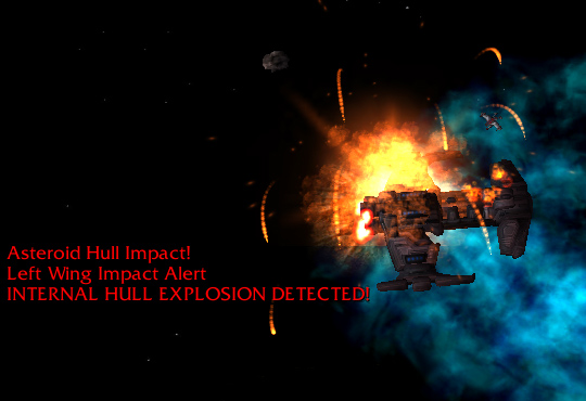 NEW FEATURE IN 0.78

Asteroids impact on cruiser can be ugly, especially if your shield is down. The fighter in this version can push asteroids with