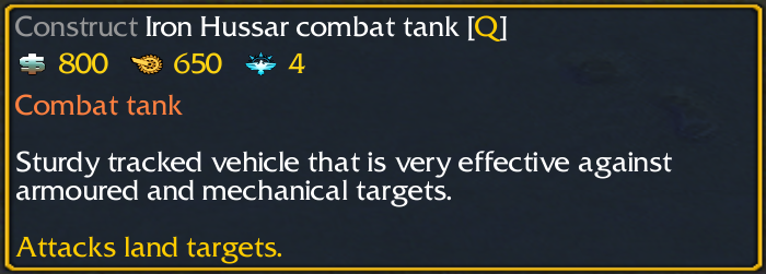 New resources!

From left to right: Warfunds (cash!), Metal (\m/) and command points.