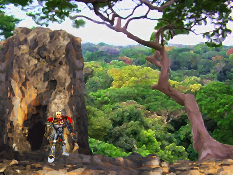 New Vid Loadingscreen Version 2.

Cliff and tree drawn by me - background forest is from a picture which I run through a filter.

Should be noted