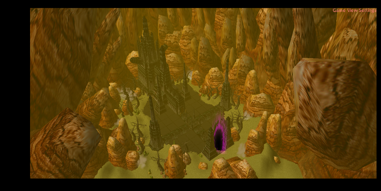 Note: They are in Karhdum.

They soon enter a world covered in sand and dust it is a desert  covered world they see large rocks and they notice a la