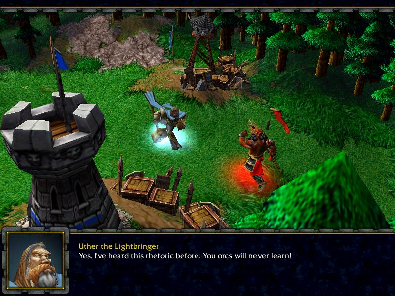 Notice the new units, including the devious Blademaster of the Blackrock Clan, Lahai. Both Blademaster and Uther charge at one another to finish their