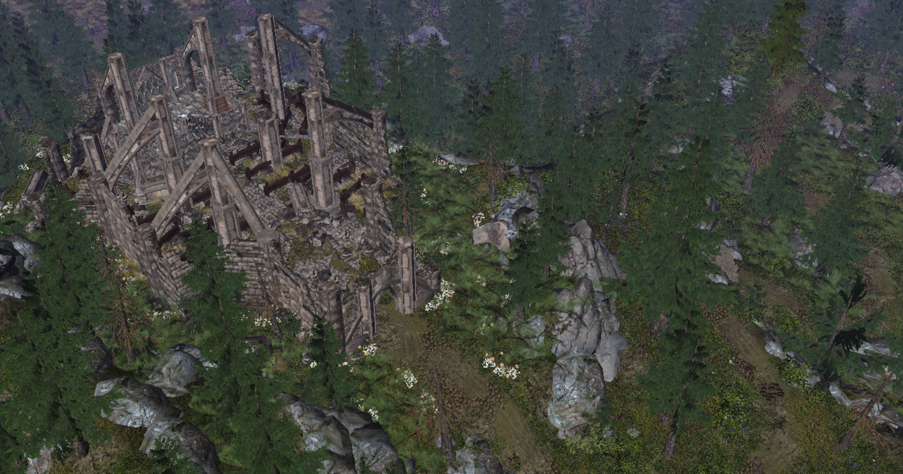 Old cathedral ruins in the mountain