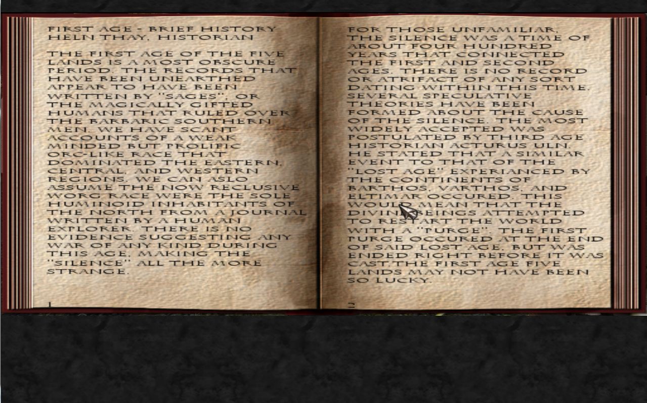 One of the many books you will be able to click on and read throughout the massive world.
