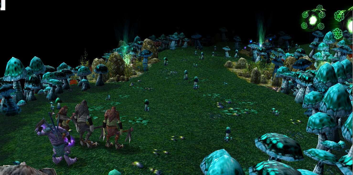 One of the two Zangarmarsh areas. You can see the Creeps guarding the mine and the ground chokepoint of rocks. I like part of the map, makes you forge