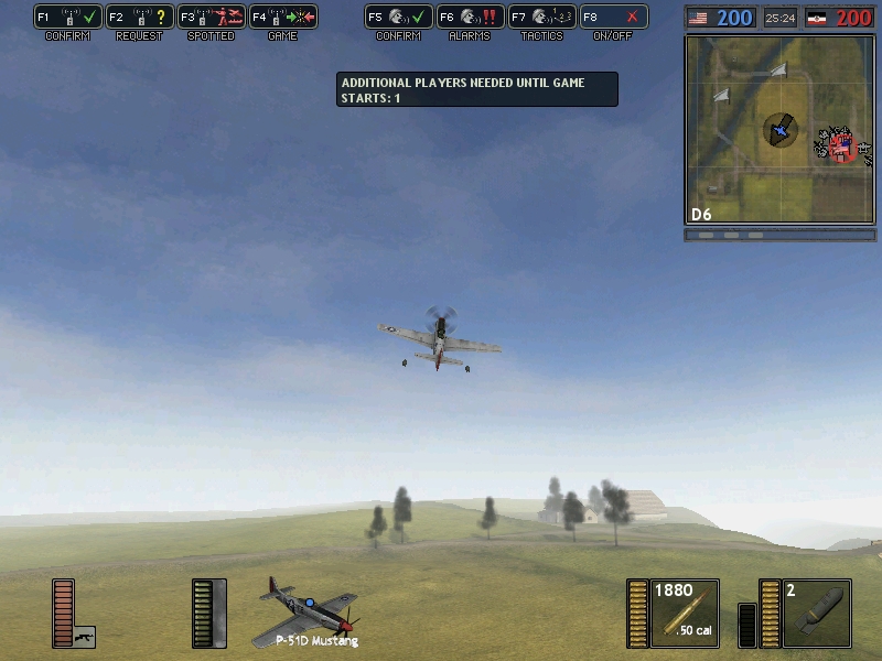 P-51 Mustang dropping two bombs. Can't stop looking at her...

~Took from Battlegroup 42, a mod for Battlefield 1942