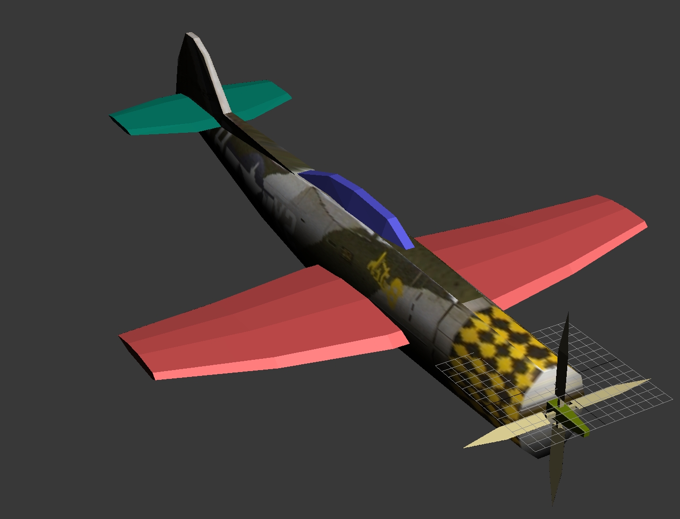 P47, a new model i'm working on, i can't find a texture as i used a concept art pic of it for the current texture, but there's no top, wings, or front