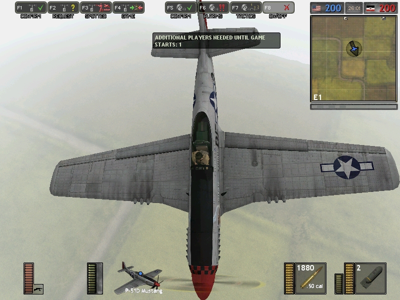Picture showing the P-51 in flight. You can see the pilot aswell.

~Took from Battlegroup 42, a mod for Battlefield 1942