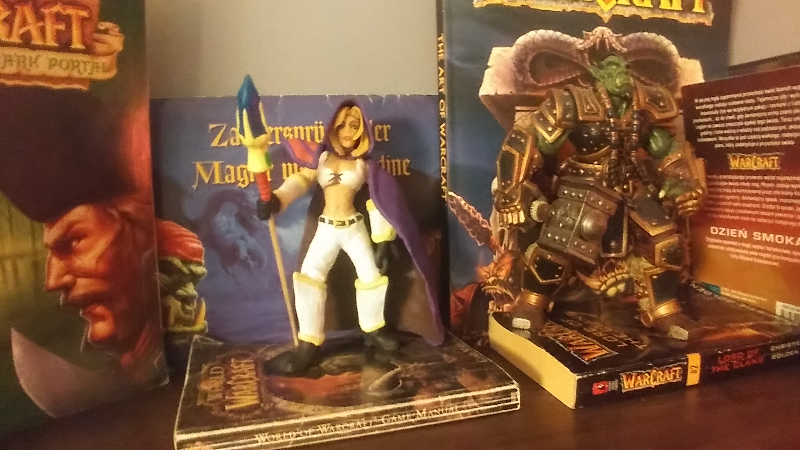 Plasticine Jaina Figure, next to '02 Thrall figure and rest of my "Warcraft altar" xD